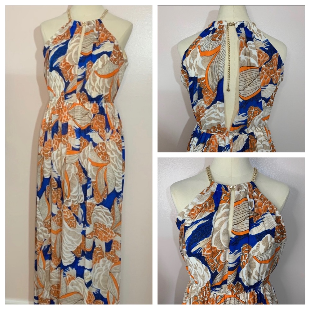Hommage maxi orange feather dress